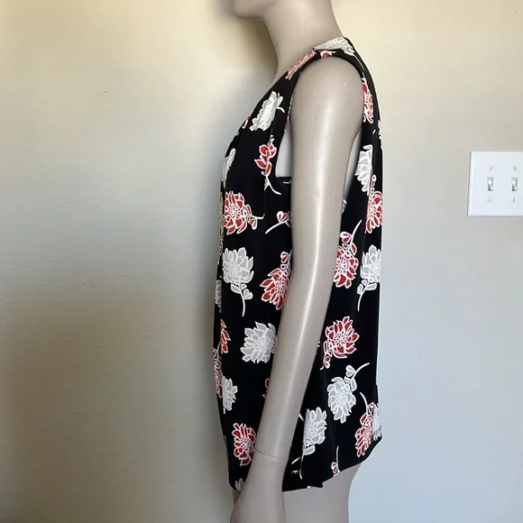 Calvin Klein floral black tank top sleeveless blouse, size XL womens - Picture 4 of 8